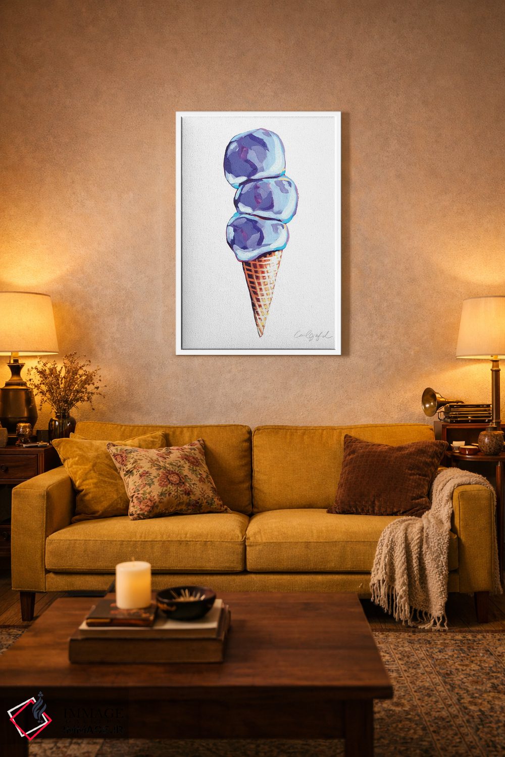 تابلو دکوراتیو سه اسکوپ بستنی بنفش اثر لورل گرینفیلد - D4W