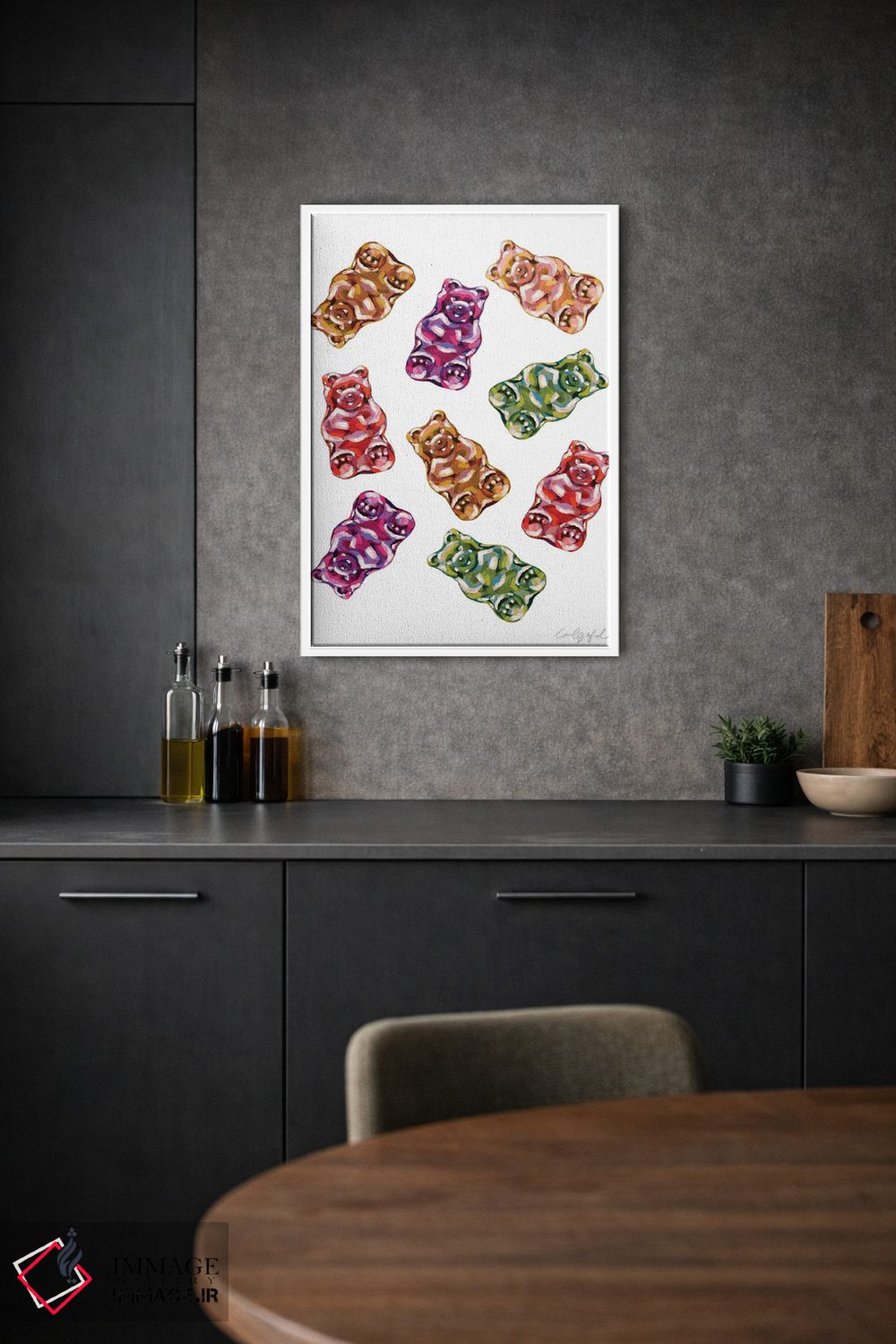 تابلو دکوراتیو پاستیل خرسی اثر لورل گرینفیلد - D1W