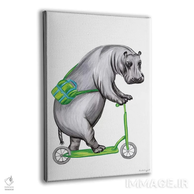 تابلو دکوراتیو اسب آبی روی دوچرخه اثر آملی لگو - نمای پرسپکتیو محصول