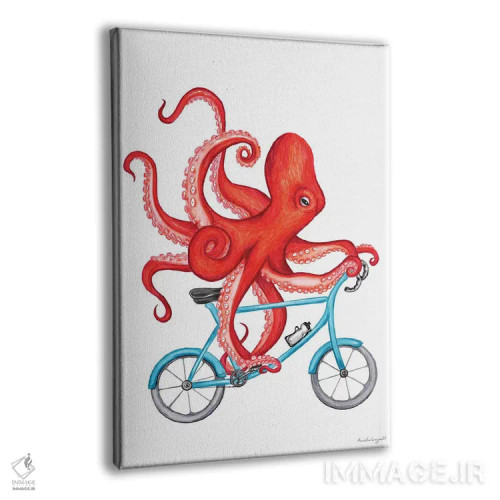 تابلو دکوراتیو هشت پا روی دوچرخه اثر آملی لگو - نمای پرسپکتیو محصول