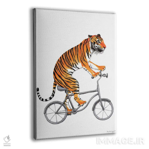 تابلو دکوراتیو ببر روی دوچرخه اثر آملی لگو - نمای پرسپکتیو محصول