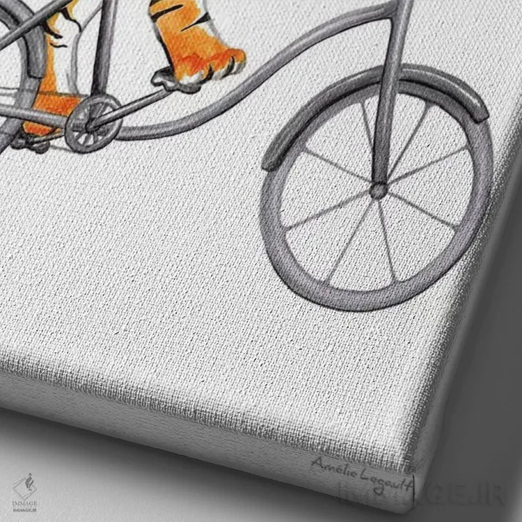 تابلو دکوراتیو ببر روی دوچرخه اثر آملی لگو - نمای نزدیک بافت بوم