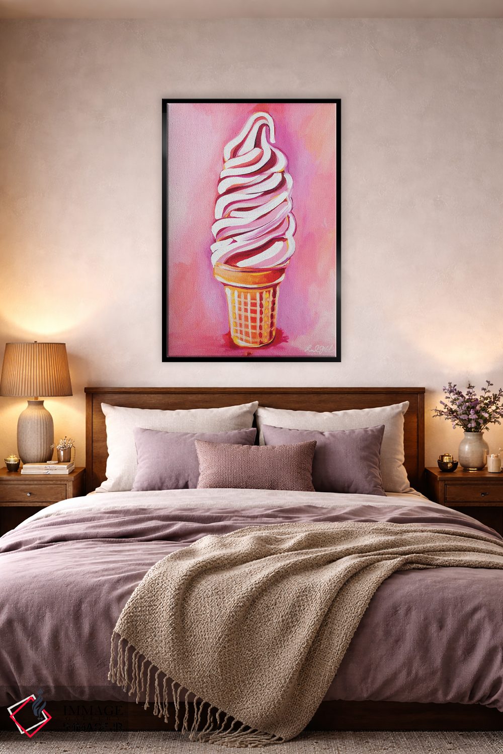 تابلو دکوراتیو بستنی سافت سرو صورتی اثر لورل گرینفیلد - D4B