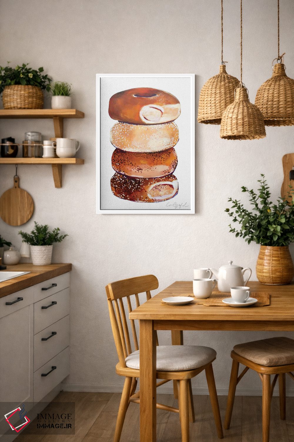 تابلو دکوراتیو روی هم چیده شدن بیگل ها اثر لورل گرینفیلد - D4W