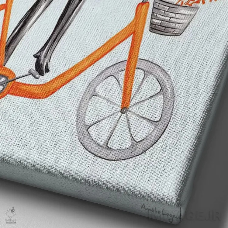 تابلو دکوراتیو گوزن شمالی روی دوچرخه اثر آملی لگو - نمای نزدیک بافت بوم