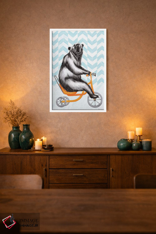 تابلو دکوراتیو خرس روی دوچرخه اثر آملی لگو - D1W
