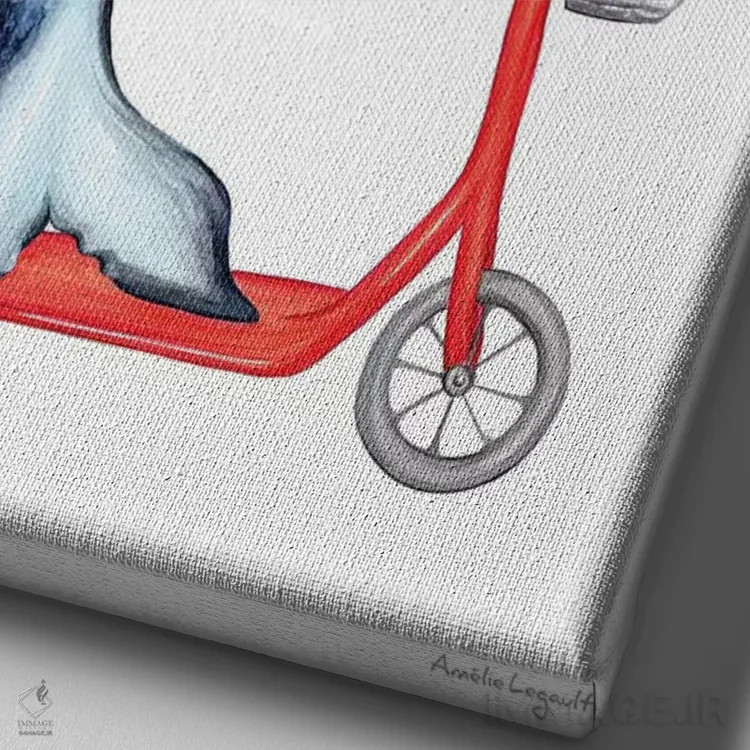 تابلو دکوراتیو نهنگ دوچرخه سوار اثر آملی لگو - نمای نزدیک بافت بوم