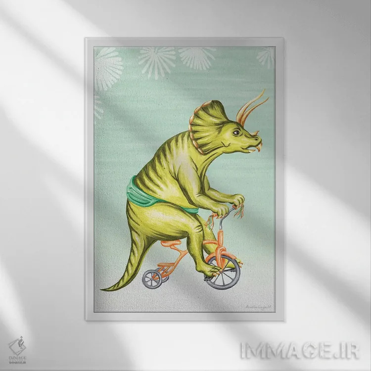 تابلو دکوراتیو تریسراتوپس دوچرخه سوار اثر آملی لگو - نمای قابدار سفید