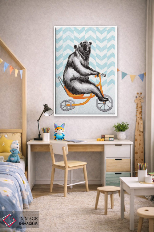 تابلو دکوراتیو خرس روی دوچرخه اثر آملی لگو - D2W