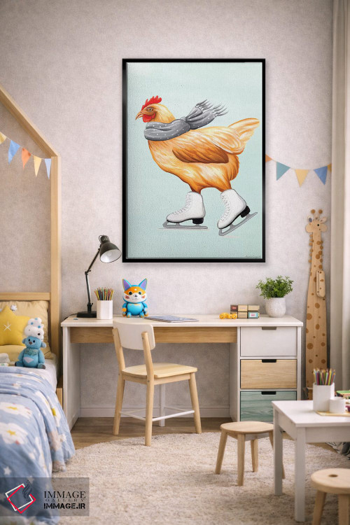 تابلو دکوراتیو مرغ با اسکیت روی یخ اثر آملی لگو - D2B