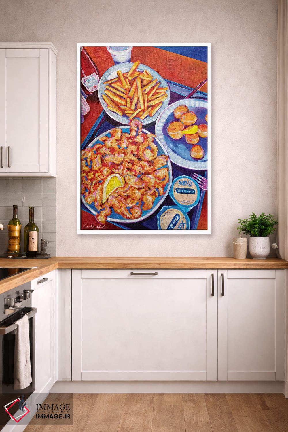 تابلو دکوراتیو صدف سرخ شده و سیب زمینی سرخ کرده اثر لورل گرینفیلد - D4W