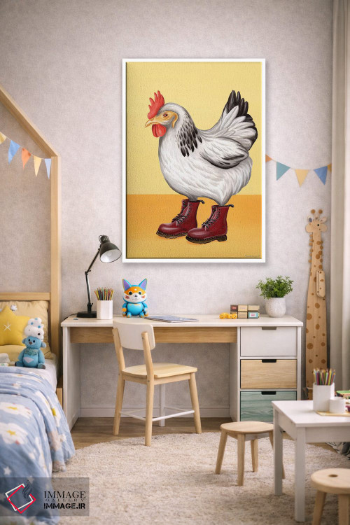 تابلو دکوراتیو مرغ با کفش داک مارتنز اثر آملی لگو - D1W