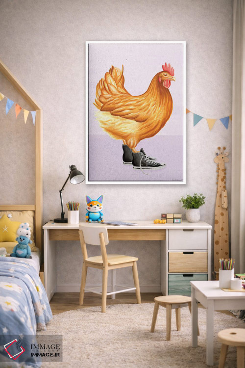 تابلو دکوراتیو مرغ با کفش کانورس اثر آملی لگو - D2W
