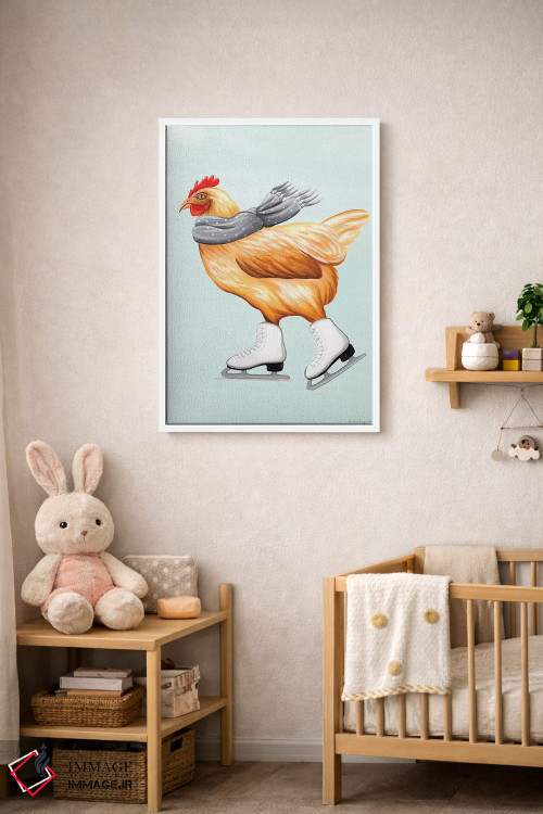 تابلو دکوراتیو مرغ با اسکیت روی یخ اثر آملی لگو - D3W