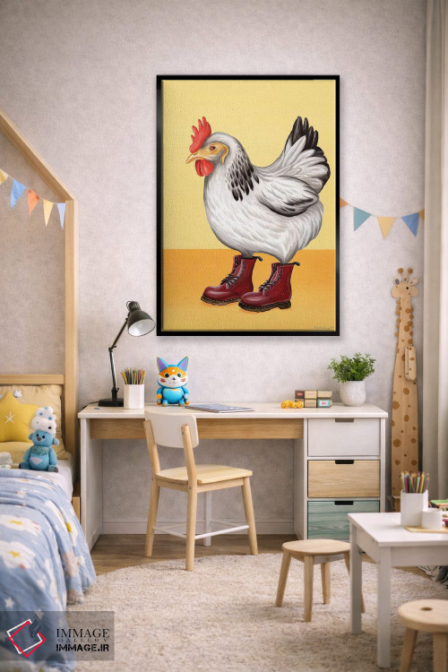 تابلو دکوراتیو مرغ با کفش داک مارتنز اثر آملی لگو - D2B
