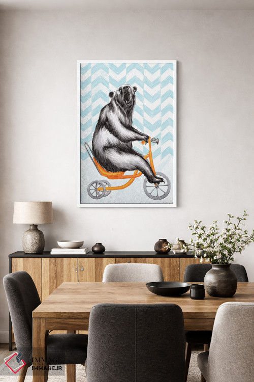 تابلو دکوراتیو خرس روی دوچرخه اثر آملی لگو - D4W