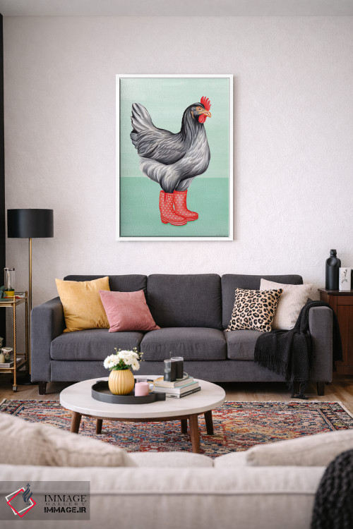 تابلو دکوراتیو مرغ با چکمه بارانی اثر آملی لگو - D3W