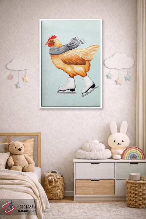 تابلو دکوراتیو مرغ با اسکیت روی یخ اثر آملی لگو - D4W