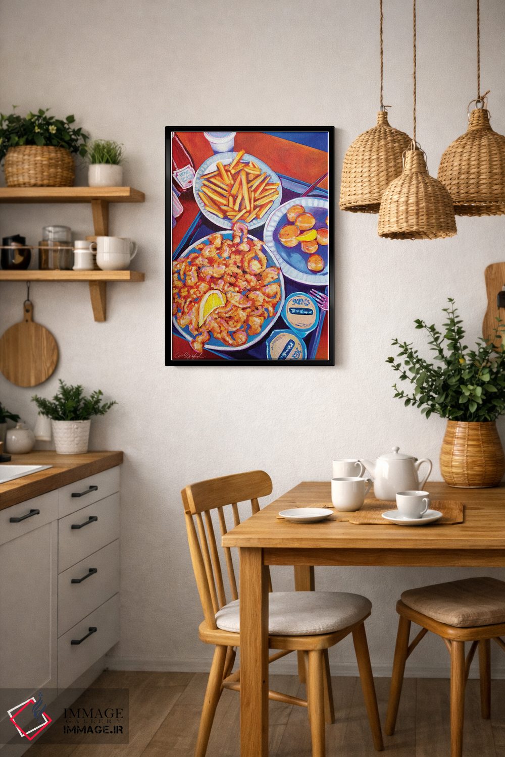 تابلو دکوراتیو صدف سرخ شده و سیب زمینی سرخ کرده اثر لورل گرینفیلد - D5B