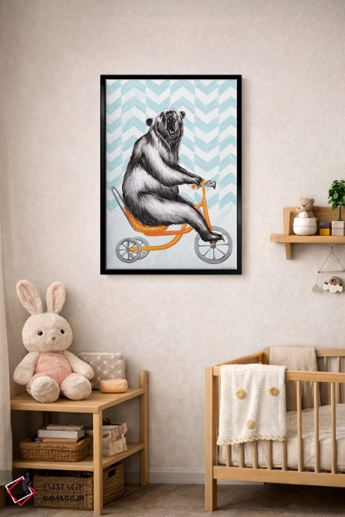 تابلو دکوراتیو خرس روی دوچرخه اثر آملی لگو - D5B