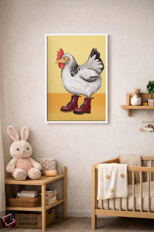 تابلو دکوراتیو مرغ با کفش داک مارتنز اثر آملی لگو - D3W