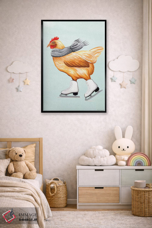 تابلو دکوراتیو مرغ با اسکیت روی یخ اثر آملی لگو - D5B