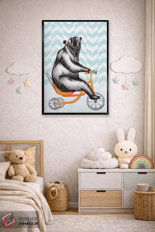 تابلو دکوراتیو خرس روی دوچرخه اثر آملی لگو - D6B