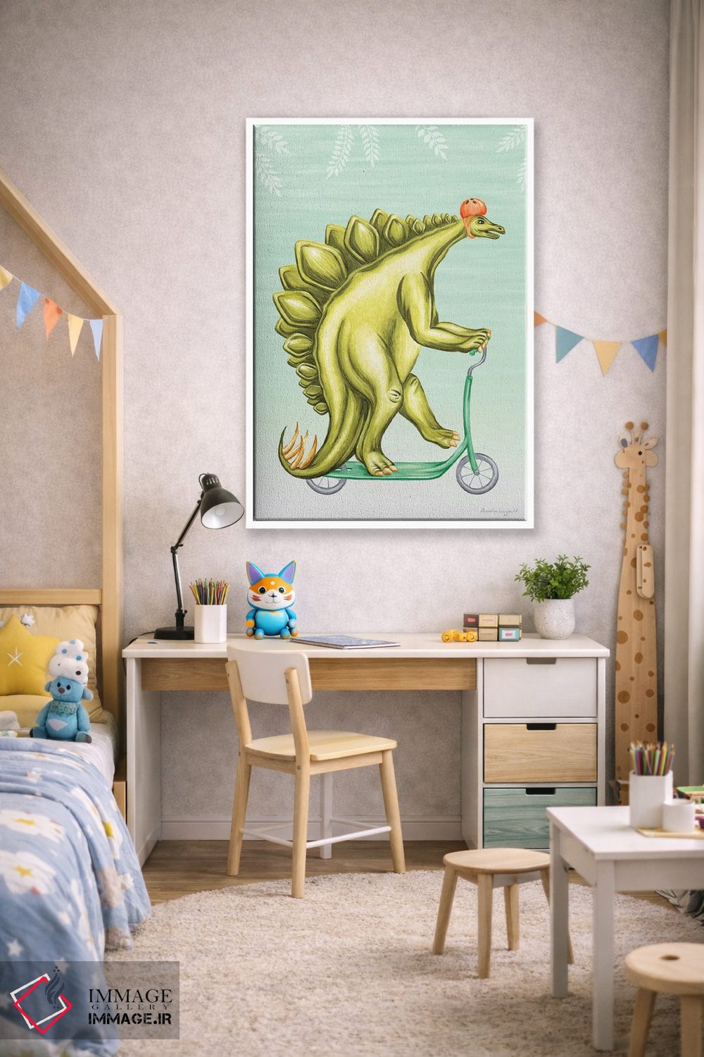 تابلو دکوراتیو استگوسور روی اسکوتر اثر آملی لگو - D1W