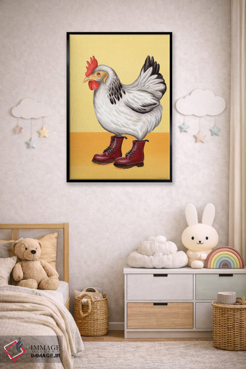 تابلو دکوراتیو مرغ با کفش داک مارتنز اثر آملی لگو - D5B