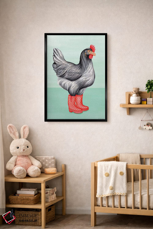 تابلو دکوراتیو مرغ با چکمه بارانی اثر آملی لگو - D5B