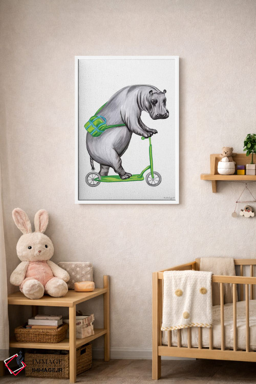 تابلو دکوراتیو اسب آبی روی دوچرخه اثر آملی لگو - D2W