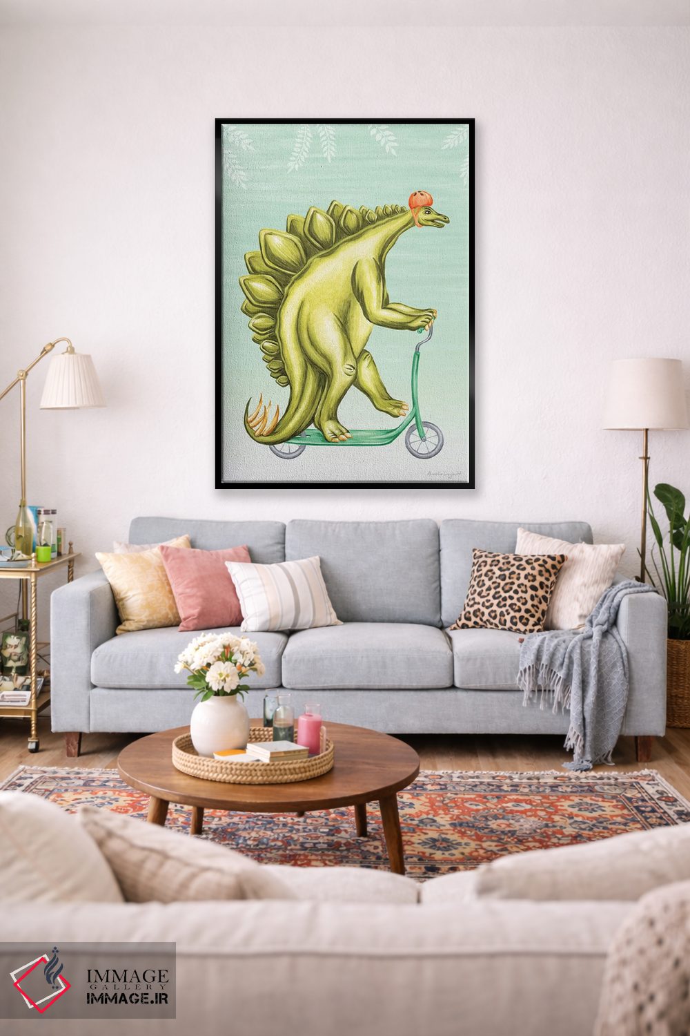 تابلو دکوراتیو استگوسور روی اسکوتر اثر آملی لگو - D2B