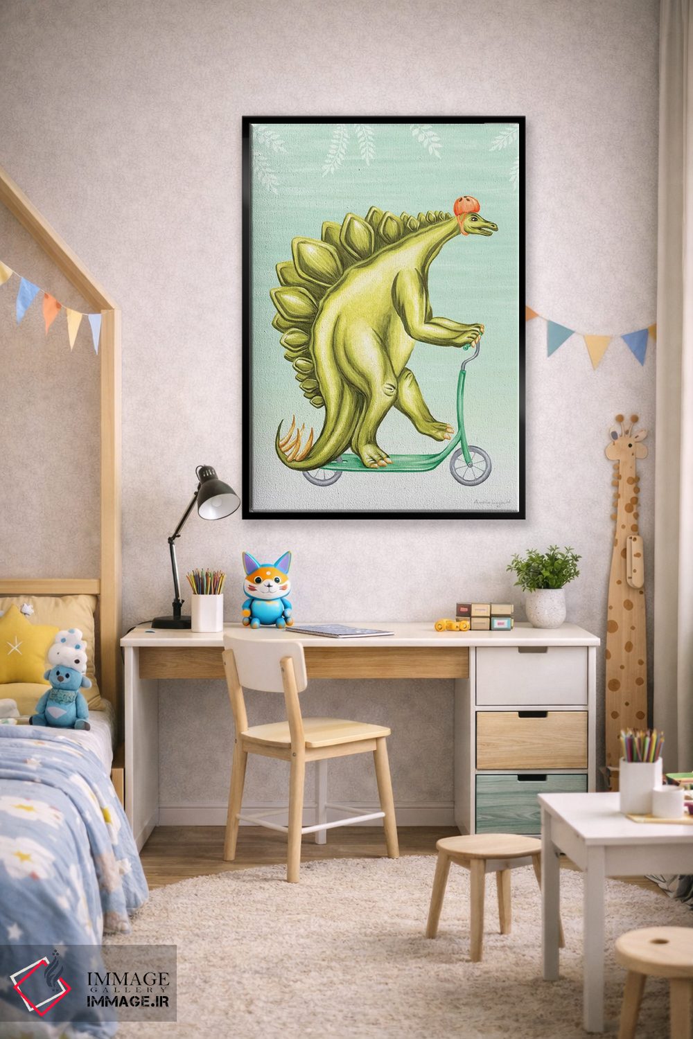 تابلو دکوراتیو استگوسور روی اسکوتر اثر آملی لگو - D3B