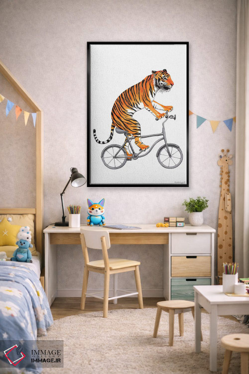 تابلو دکوراتیو ببر روی دوچرخه اثر آملی لگو - D2B