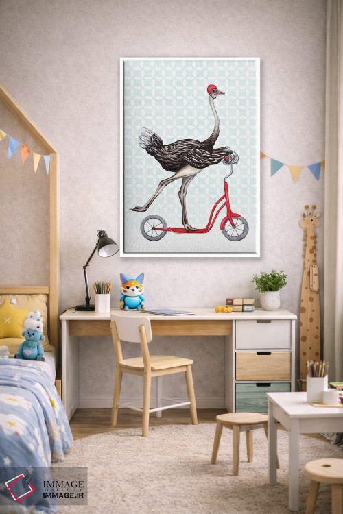 تابلو دکوراتیو شترمرغ روی دوچرخه اثر آملی لگو - D1W