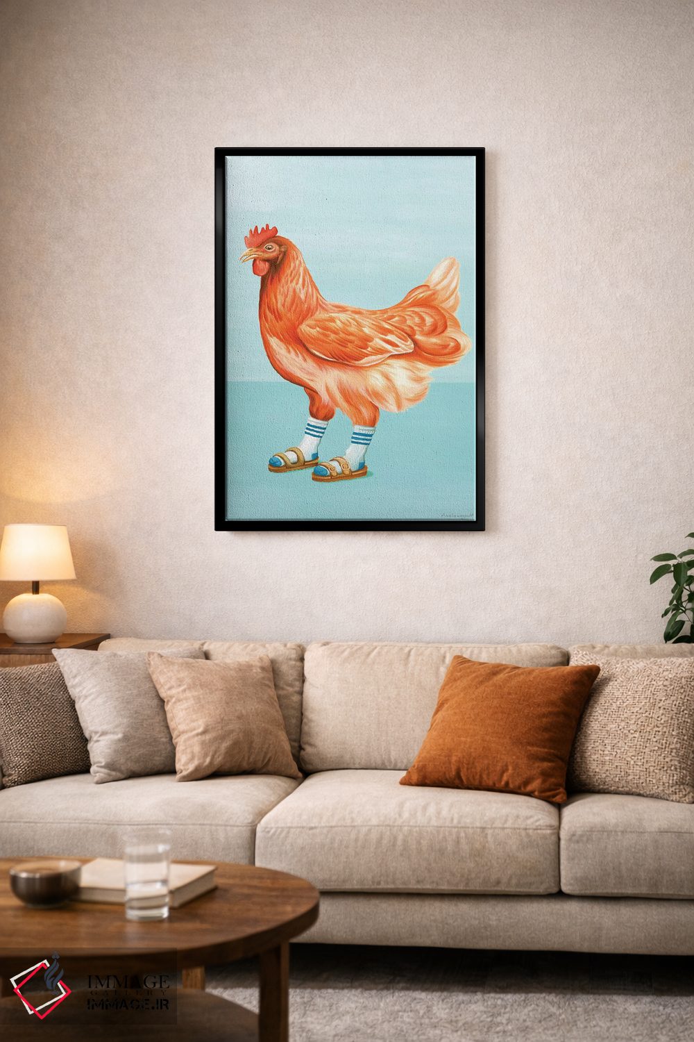 تابلو دکوراتیو مرغ با صندل اثر آملی لگو - D6B