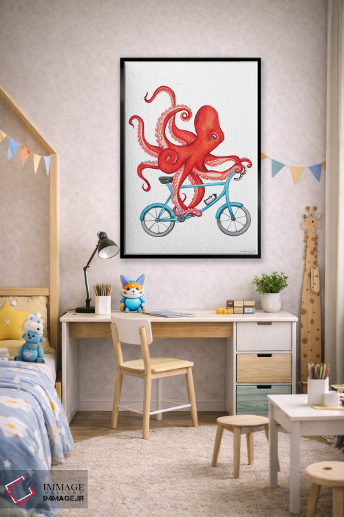 تابلو دکوراتیو هشت پا روی دوچرخه اثر آملی لگو - D2B