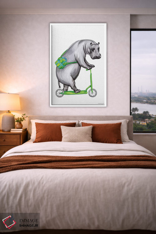 تابلو دکوراتیو اسب آبی روی دوچرخه اثر آملی لگو - D3W