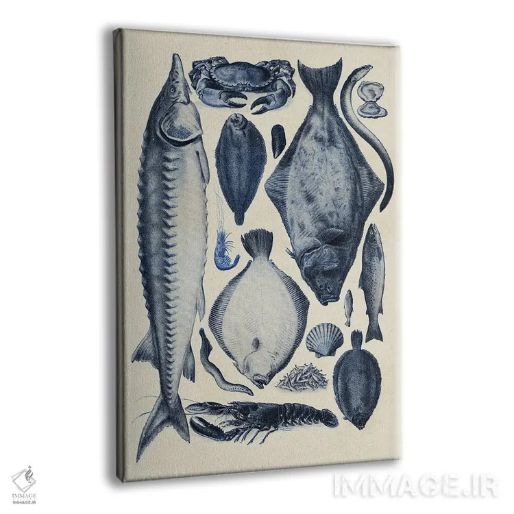 تابلو دکوراتیو نمودار ماهی آبی ۲ اثر آلیشیا لانگلی - نمای پرسپکتیو محصول