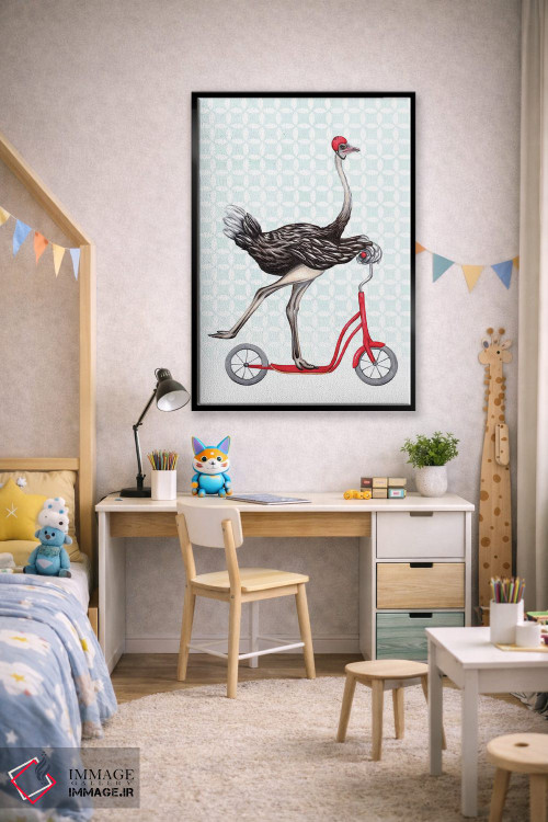 تابلو دکوراتیو شترمرغ روی دوچرخه اثر آملی لگو - D2B