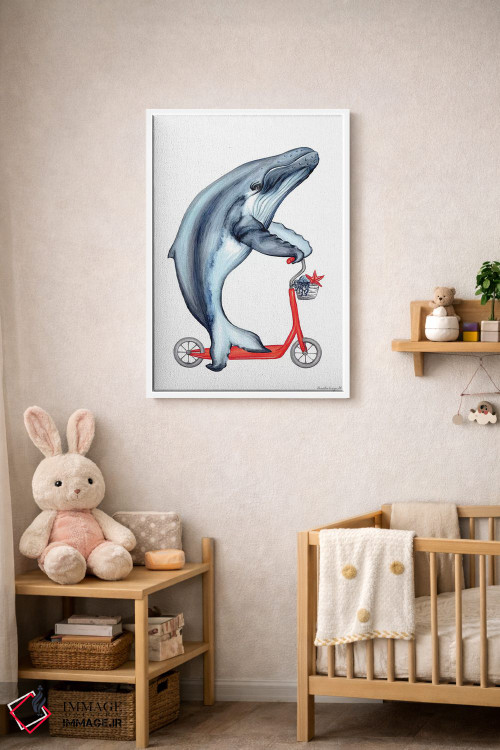 تابلو دکوراتیو نهنگ دوچرخه سوار اثر آملی لگو - D2W