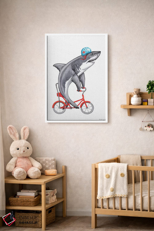 تابلو دکوراتیو کوسه روی دوچرخه اثر آملی لگو - D3W