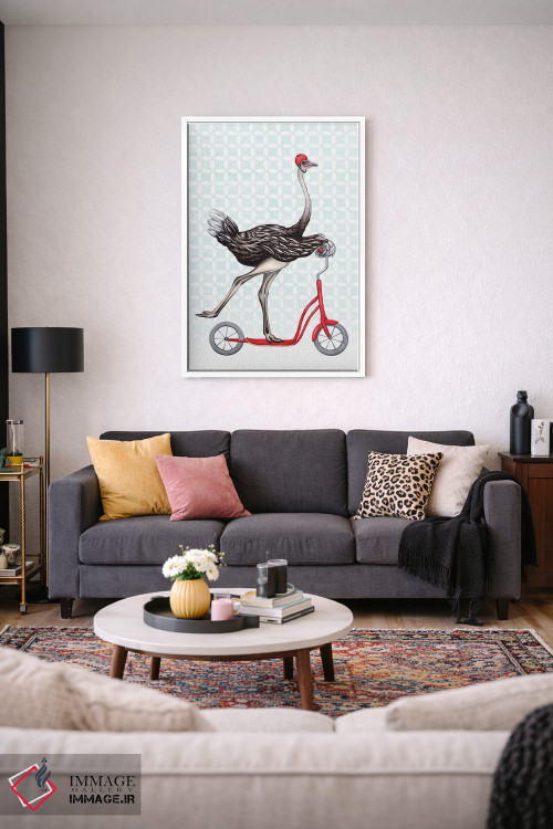 تابلو دکوراتیو شترمرغ روی دوچرخه اثر آملی لگو - D3W