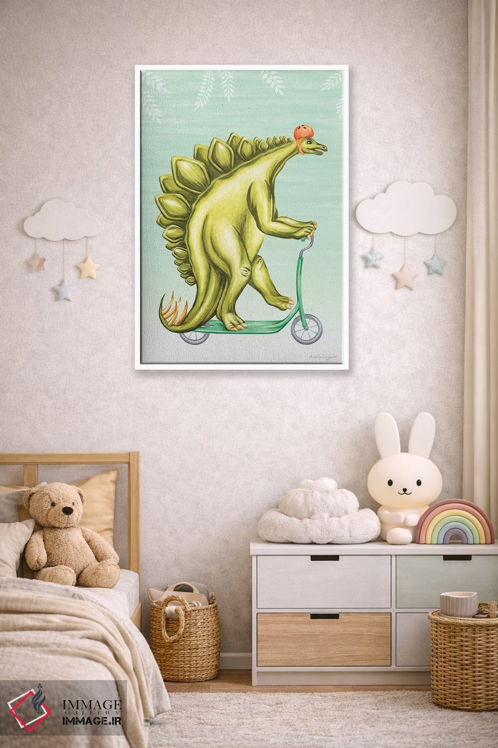 تابلو دکوراتیو استگوسور روی اسکوتر اثر آملی لگو - D5W