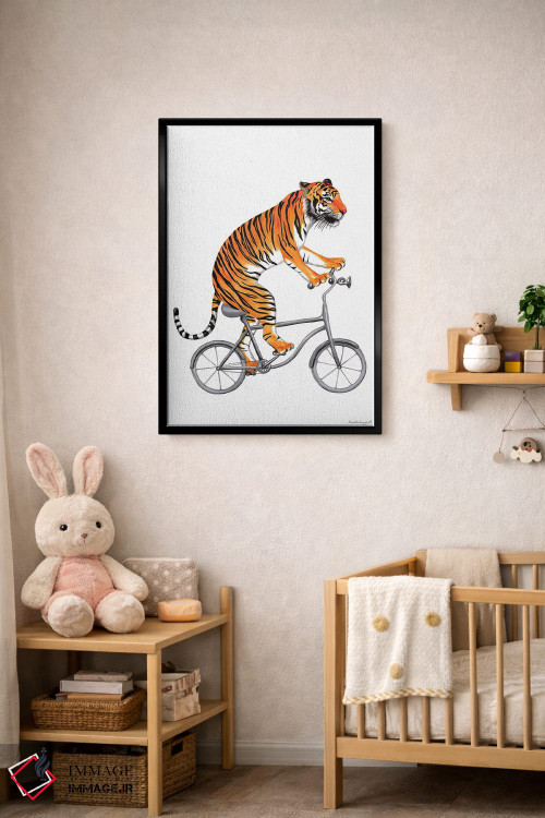تابلو دکوراتیو ببر روی دوچرخه اثر آملی لگو - D4B