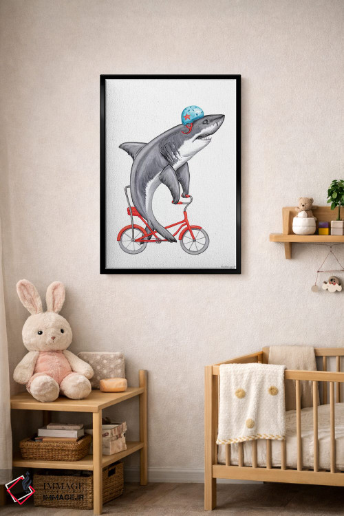 تابلو دکوراتیو کوسه روی دوچرخه اثر آملی لگو - D4B