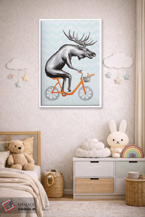 تابلو دکوراتیو گوزن شمالی روی دوچرخه اثر آملی لگو - D4W