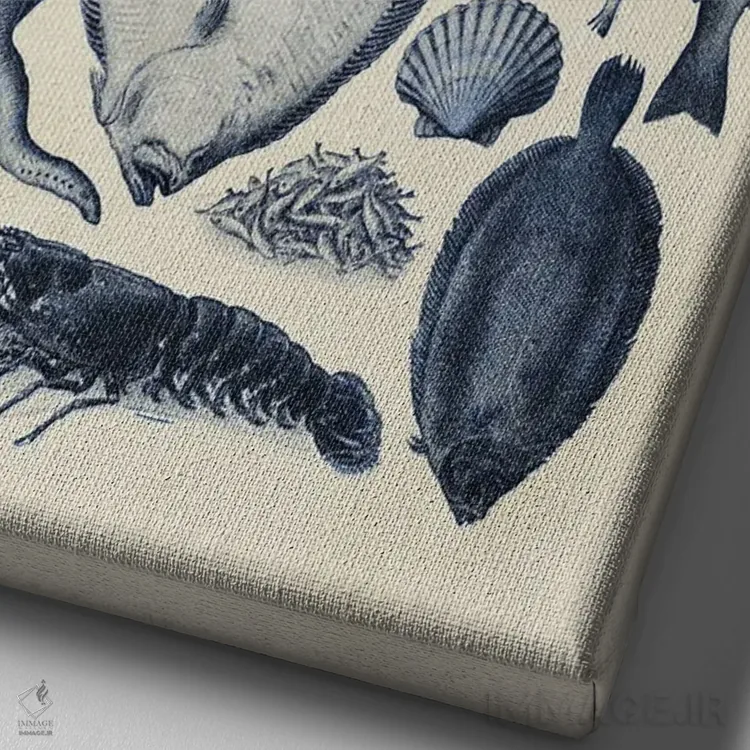 تابلو دکوراتیو نمودار ماهی آبی ۲ اثر آلیشیا لانگلی - نمای نزدیک بافت بوم