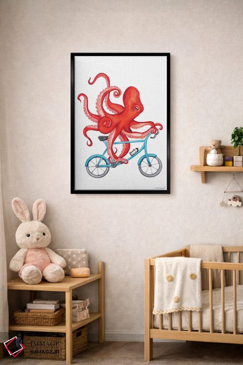 تابلو دکوراتیو هشت پا روی دوچرخه اثر آملی لگو - D5B