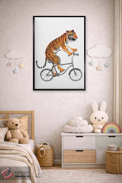 تابلو دکوراتیو ببر روی دوچرخه اثر آملی لگو - D5B